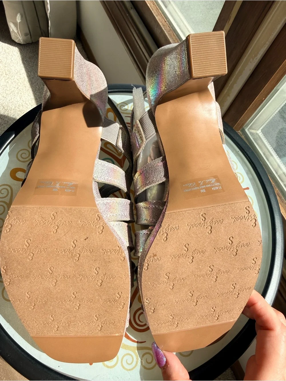 easy street Iridescent Strappy Slingback Heels